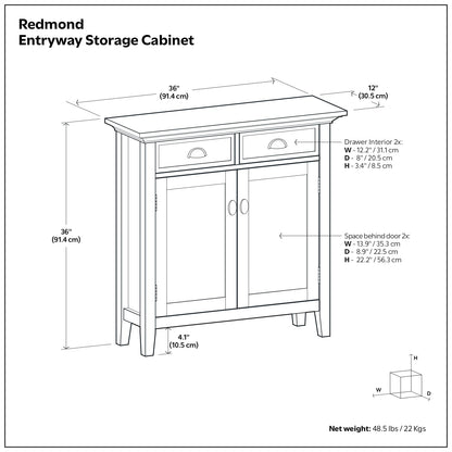 Redmond 36" Cabinet in Rustic Natural Aged Brown