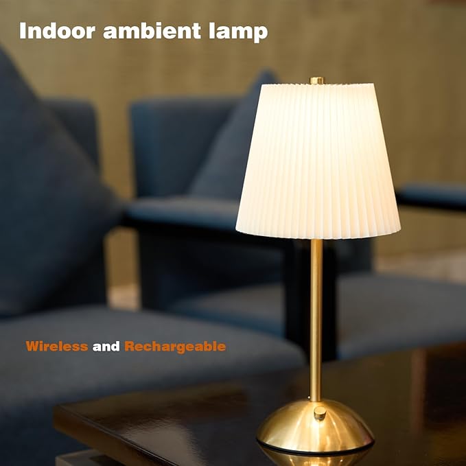 2-Pack Cordless Rechargeable Table Lamp 3-Color Dimmable Touch Control
