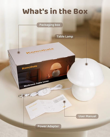 Mushroom Table Lamp for Bedroom, Cozy Bedside Lamp