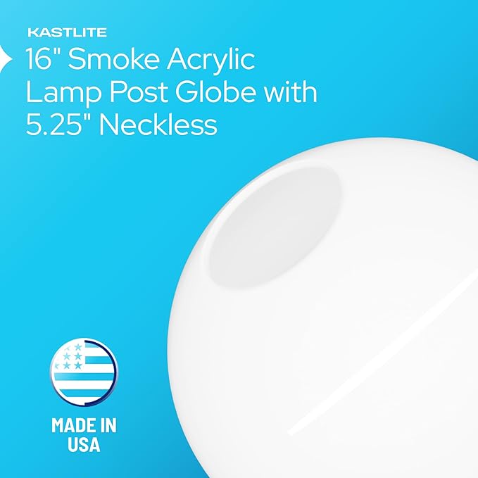 KASTLITE 16" White Acrylic Lamp Post Globe | Smooth Textured