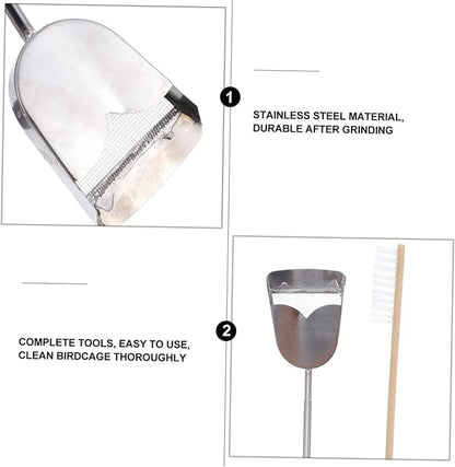 2pcs Bird Cage Cleaning Tools Set Brush and Shovel Kit for Parrots and Birds for Daily Maintenance Efficient Cleaning Tight Spaces Selection