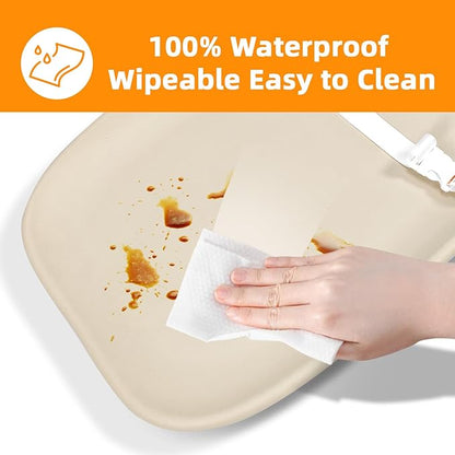 Non-Slip EVA Baby Changing Pad, Wipeable and Waterproof Diaper Changing Mat with Safety Belt, Soft Nursery Pad for Dresser or Table, Newborn to Toddler, Easy Wipe Clean Oat