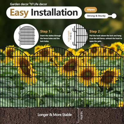 15 Panels Decorative Garden Fence with Lock