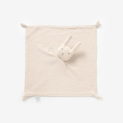 Organic Cotton Muslin Loveys for Babies,Security Blankets for Baby Lovey,Newborn Baby Gifts for Boys and Girls (bunny2-khaki)