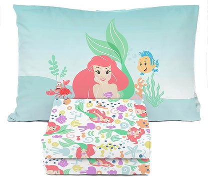 Sunny Side Up Disney The Little Mermaid Twin Sheet Set - 3 Piece Kids Bedding Set Includes Pillow Cover - Super Soft Ariel Microfiber Sheets