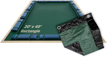 Buffalo Blizzard Supreme Plus 20 ft x 45 ft Rectangular Winter Pool Cover | Green/Black | Heavy Duty for Above Ground Swimming Pools | Easy Install | Cold & UV Resistant | Seasonal Debris Protection