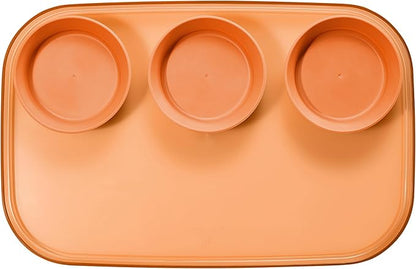 madesmart dipware 3 Bowl Serving Tray, Collapsible & Removable Dip Bowls for Charcuterie, Guacomole, Snacks, Veggies, Premium Dishwasher & Microwave Safe, Multipurpose Plate & Bowl, Terracotta