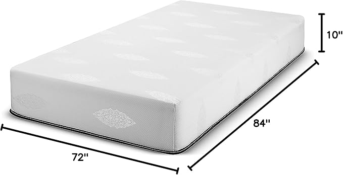 Fortnight 10 inch California King Size Gel-Infused Memory Foam Mattress with White Stretch Knit Fabric - CertiPUR-US Foam – 10 Year Warranty - Made in USA