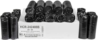 Aluf Plastics High Density Trash Bags, 10 Gallon, 1000 Count, 8 Micron (eq), 24" x 24", Black, for Bathroom, Office, Industrial, Commercial, Janitorial, Municipal, Recycling