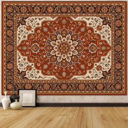 Boho Floral Tapestry Wall Hanging Hippie Indian Bohemian Mandala Tapestry Aesthetic Flower Medallion Red Small Tapestries for Mural Bedroom Living Room Dorm Decor 48 x 36 Inch