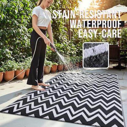 Outdoor Rug 5x8 ft Waterproof Reversible Chevron Mat (40 Sq Ft)