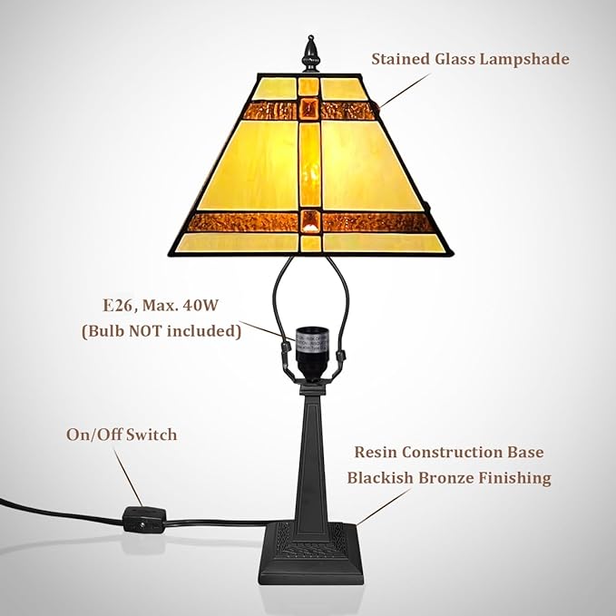 Tiffany Table Lamps, Small Handcrafted Stained Glass Accent Table Light