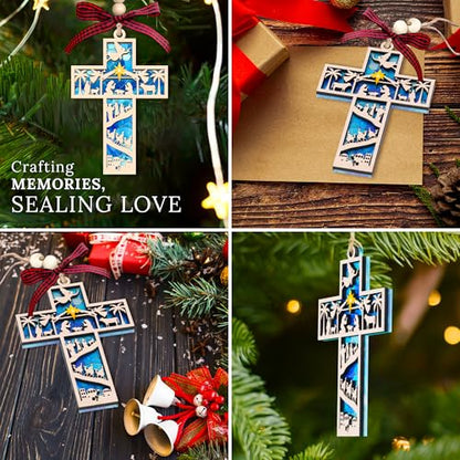 Nativity Cross Ornament for Christmas Tree