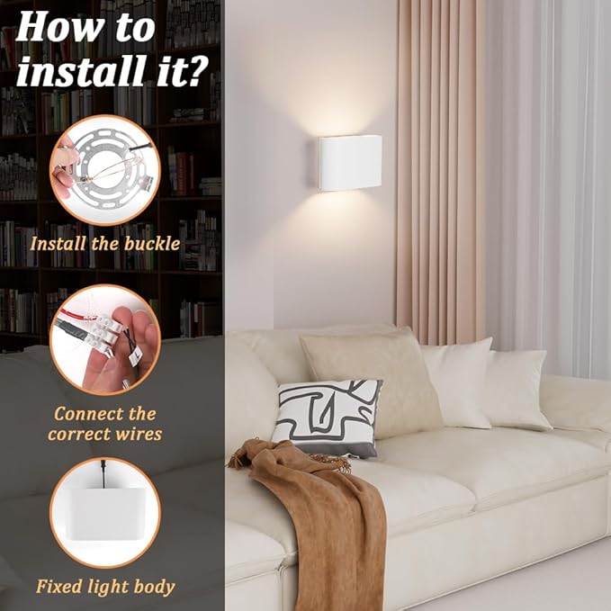 Aipsun Modern LED Wall Sconces Hardwired Interior Wall Lights 4 Packs Indoor