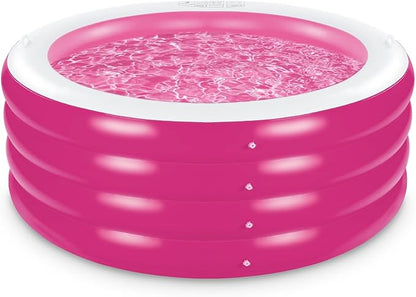Inflatable Pool, Large Deep Round 70"x30" Family Inflatable Swimming Pool with Handles, Summer Water Party, Kids, Outdoor, Garden Backyard, Suitable for Adults & 3+ Year Olds (Pink)