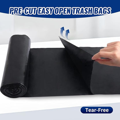 20 Count 55-60 Gallon Trash Bags, Tear-Free Large Black Garbage Bags for Kitchen, Office, Outdoor, Commercial Use, Lawn and Leaf Bags, Lightweight 17 Micron Design for Daily Dry Waste