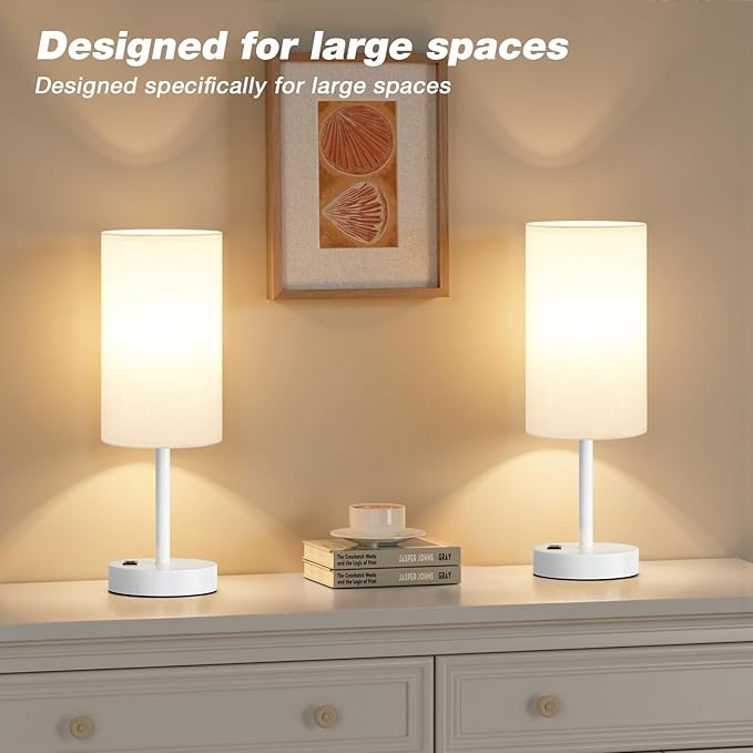 Fenmzee White Nightstand Bedroom Lamp