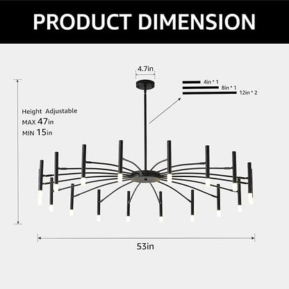 NILSE LED 18-Light Black Modern Sputnik Chandelier