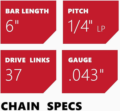 KAKEI 6 Inch Chainsaw Chain 1/4" Pitch .043" Gauge 37 Drive Links Pole Saw Chain (3 Chains) - Semi Chisel