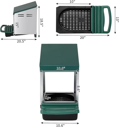 Single Compartment Chicken Nesting Box with Plastic Basket, Perch Cover for Hen, Egg Nest Box Chicken Laying Box Hens with Swing Perch and Roll Out Egg Collection for Chicken Coop