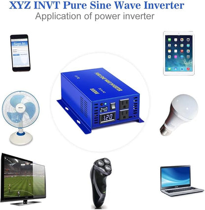 800 Watt Pure Sine Wave Inverter 24V DC to 110V 120V AC, 800W Power Invert Surge 1600W Power Converter for Solar System. (800W 24V 120V)