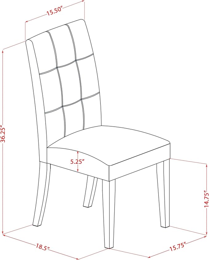 East West Furniture DLAS3-WHI-42 3 Piece Dining Table Set consists A Dinner Table and 2 Beige Red Polyester Fabric Parson Kitchen Chairs with Stylish Back- Linen White Finish