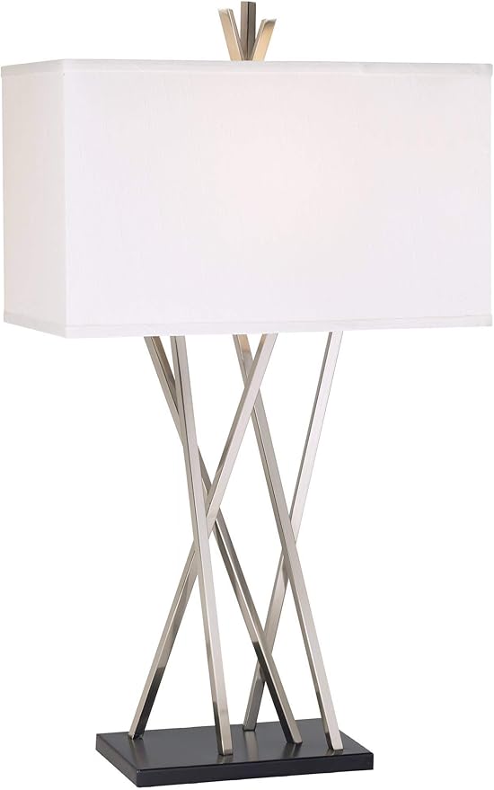 Possini Euro Design Modern Table Lamp 30" Tall Brushed Nickel Silver Open