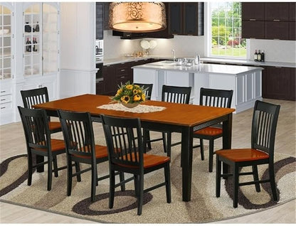 East West Furniture QUNO9-BCH-W 9 Piece Dining Set Includes a Rectangle Dining Table with Butterfly Leaf and 8 Kitchen Chairs, 40x78 Inch, Black & Cherry