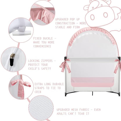 Pack N Play Tent, Baby Mini Crib Tent to Keep Baby in, Crib Net for Pack and Play, Mini Cribs & Play Yard (39.6" L x 27.6" W x 49.2" H)