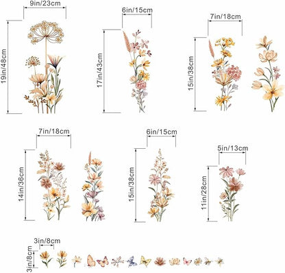 Boho Flower Wall Decals for Girls: Nursery Baby Room Peel and Stick Removable Wall Stickers for - Ages 1-12 Years Vinyl Wall Decor
