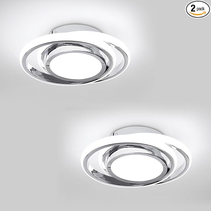 CANEOE 2 Packs Small Modern LED Ceiling Light, 2 Rings Creative Design Ceiling