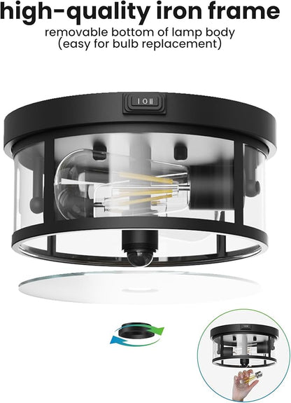 2Pack Outdoor Flush Mount Ceiling Light 12.5In