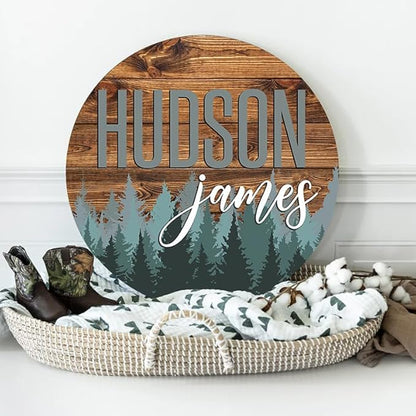 Personalized Wooden Name Sign, Round 3D Nursery Name Sign, Baby Name Sign, Wooden name signs for nursery, Woodland Forest nursery decor, Baby Shower, Name signs for kids room, Nursery art gift/12