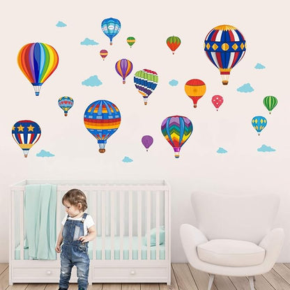 Runtoo Hot Air Balloon Wall Decals Kids Adventure Wall Stickers Bedroom Classroom Playroom Nursery Wall Art Décor