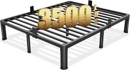 12 inch Queen Bed Frame with Round Corner Legs Mattress Slide Stopper,3500 lbs Heavy Duty Metal Platform,Steel Slats Support,No Box Spring Needed,Easy Assembly,Noise Free