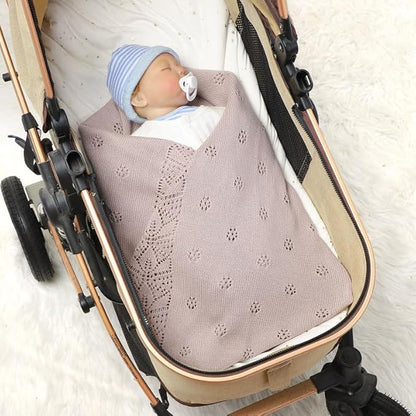 LAWKUL Cellular Blanket Baby 100% Cotton Soft Newborn Babe Knit Blankets Classic Florals for Boy Girls Lavender 100x80cm