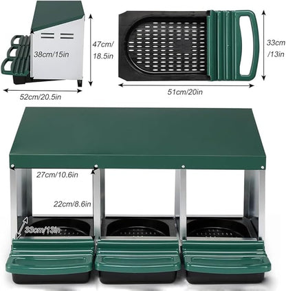 Nesting Boxes for Chickens - Egg Laying Boxes for Hens with Removable Trays and Roll Out Egg Collection - 1/2/3 Hole Wall Mount Laying Boxes for Hens, Metal Material - Durable,1
