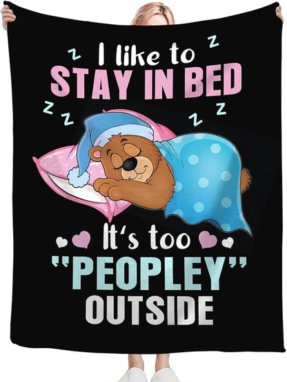 Funny Bear Throw Blanket Bear Gifts for Girls Boys Women Men Kids Adults Soft Flannel Fleece Blanket for Couch Sofa Bed Home Decor 60"x80"