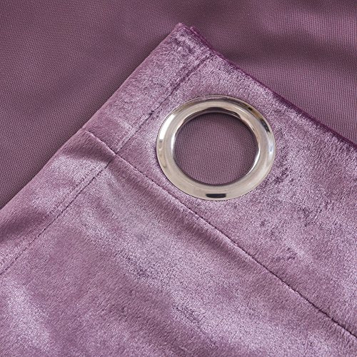 Super Soft Luxury Velvet Lavender Flannel Blackout Curtains Panel Drapes Grommet 52Wx108L inch Purplish Pink