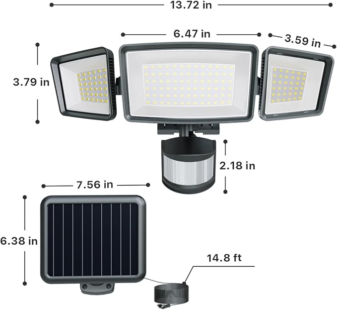 Ensenior 5 Motion Sensor Modes Solar Security Light, 1800LM 270° Wide Angle 3