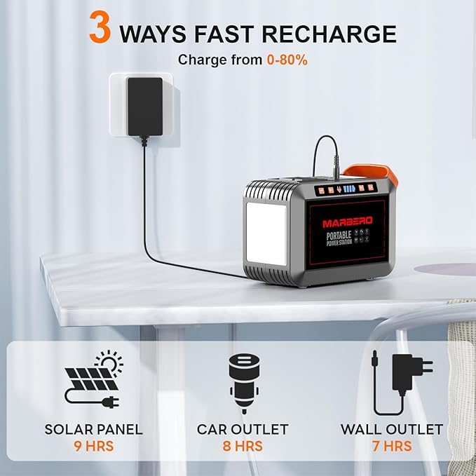 MARBERO 148Wh Solar Generator with Solar Panel Included Portable Power Station 200W with Foldable Solar Panel 40W Set for Camping Outdoor Hiking Fishing Emergency