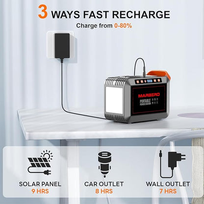 MARBERO 148Wh Solar Generator with Solar Panel Included Portable Power Station 200W with Foldable Solar Panel 40W Set for Camping Outdoor Hiking Fishing Emergency