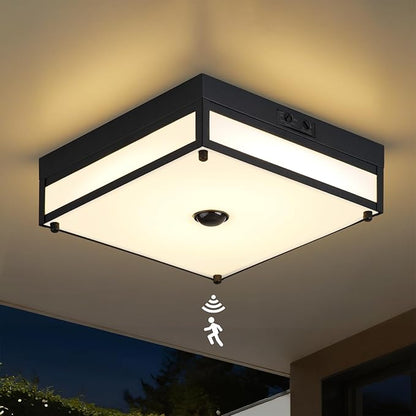 Motion Sensor Outdoor Light, Flush Mount Ceiling Fixture