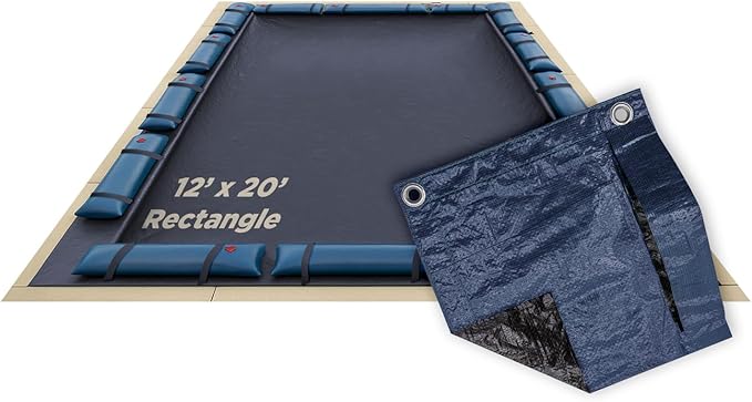 Buffalo Blizzard Deluxe 12 ft x 20 ft Rectangular Winter Pool Cover | Blue/Black | Closing Inground Swimming Pools | Easy to Install | Heavy Duty, Cold & UV Resistant | Shields from Seasonal Debris