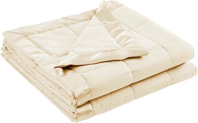 Madison Park Windom Down Alternative Blanket, Premium 3M Scotchgard Moisture Wicking Treatment, Lightweight and Soft Bed Cover For All Season, Satin Trim, Cream King