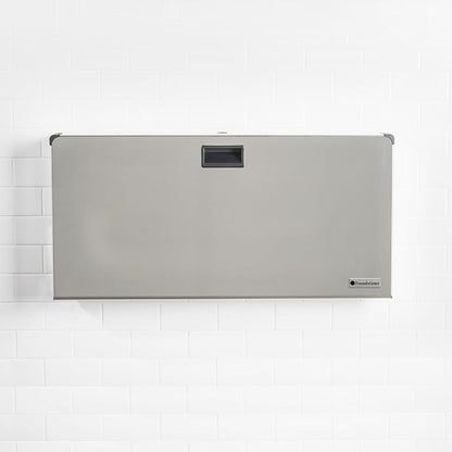 Foundations Stainless Steel Frameless Horizontal Baby Diaper Changing Station, Wall Mounted, Built in Liner Dispenser, Dual Bag Hooks (5410339)