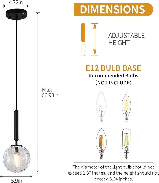 Modern Black Pendant Light Hanging Fixture Light