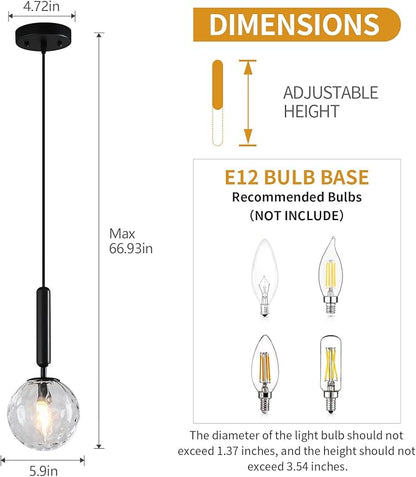 Modern Black Pendant Light Hanging Fixture Light