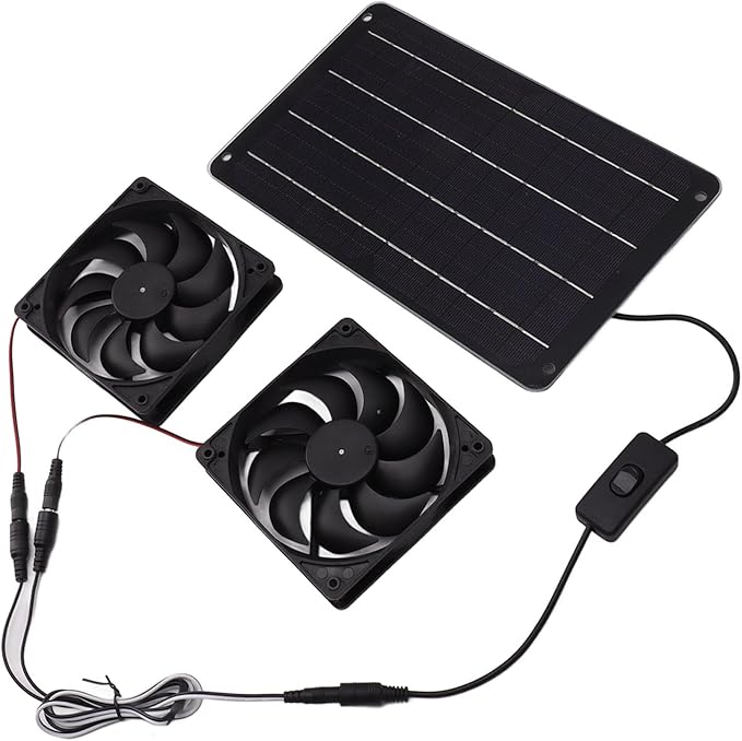 VINGVO Solar Fan, Solar Heater For Chicken Coop 20W Greenhouse Heater Solar Powered Solar Powered Exhaust Fan For Outside Chicken Coops, Greenhouses, Sheds