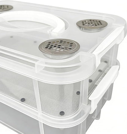Mealworm Breeding Kit Rearing Container Worm Farm Box Superworm Habitat Feeder Storage for Bearded Dragon Birds Chickens Frogs Lizards Reptiles Sugar Gliders